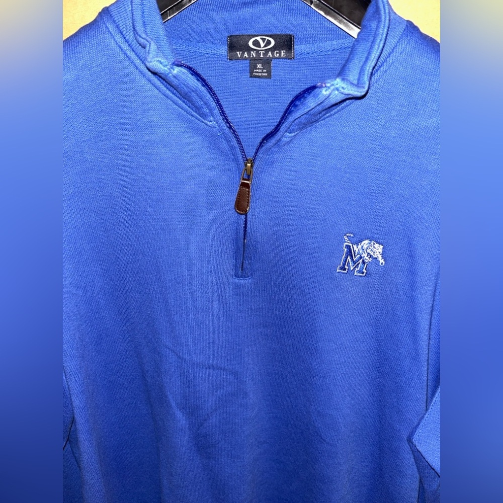 Memphis Tigers Sweatshirt Mens XL Blue Logo Graphic 1/4 Zip Great